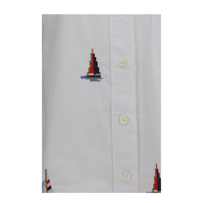 MAYFEYR - Thom Browne - Oversized Sailboat-Embroidered Shirt - FLL079EE1666
