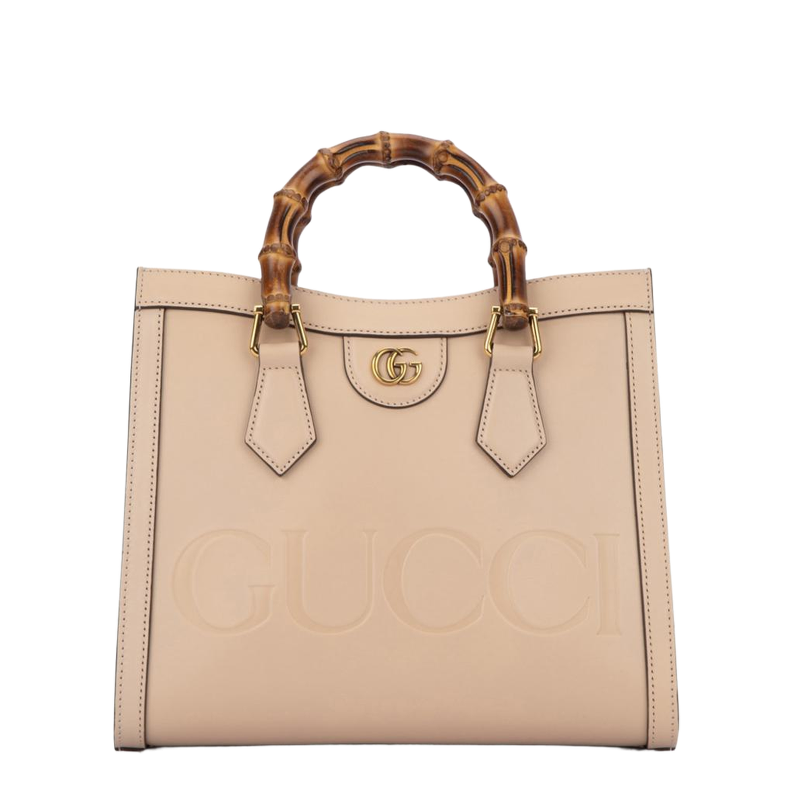 Diana Medium Leather Tote Bag - Beige