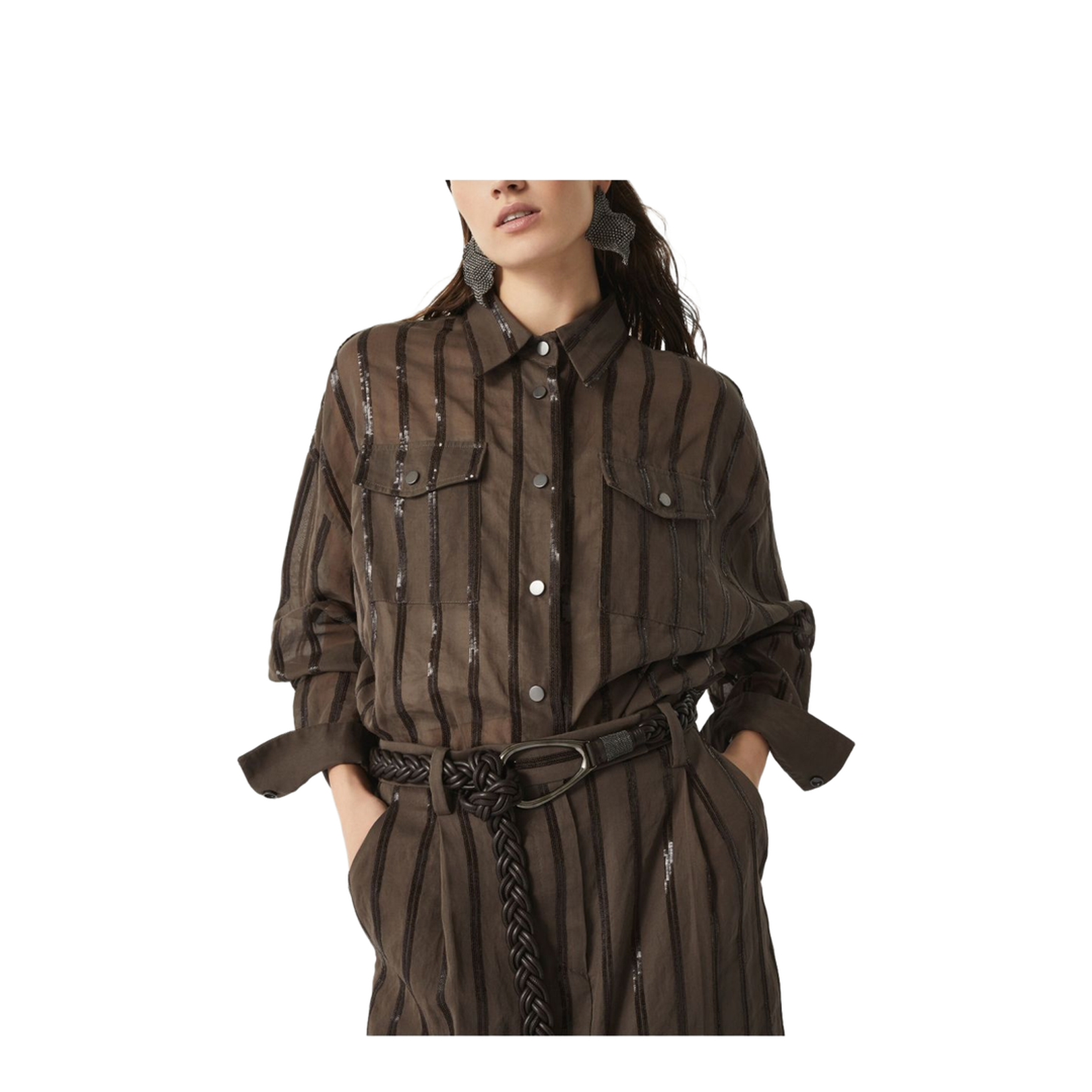 Cedar Brown Self-Tie Fastening Braid Detailing