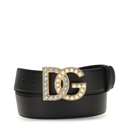 MAYFEYR - Dolce & Gabbana - Leather Belt With Crystal Dg Logo - BE1576AQ3398S574