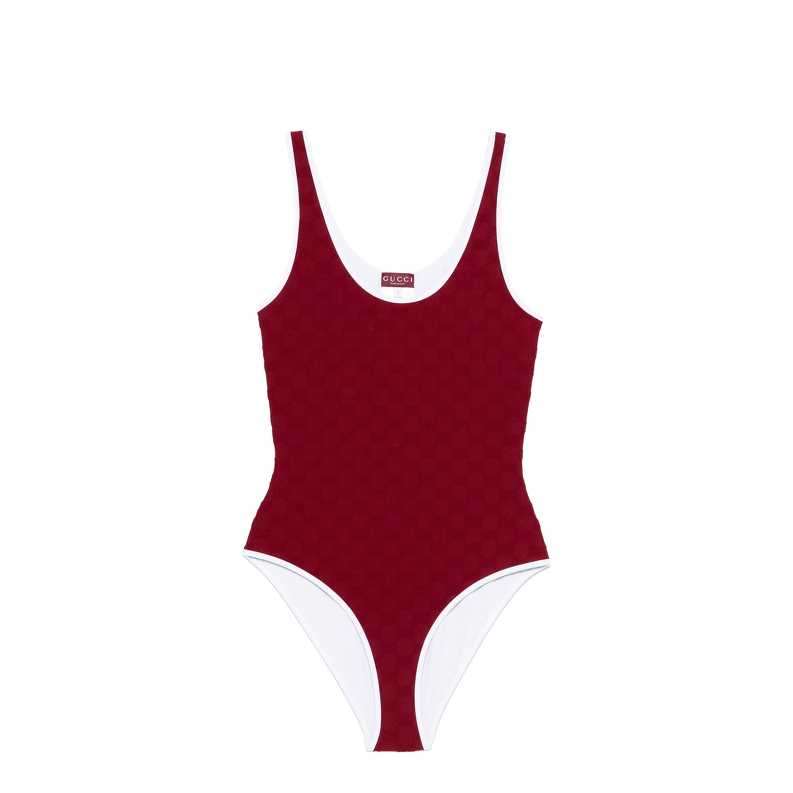 Terrycloth Jersey Jacquard Swimsuit in Rosso Ancora Red