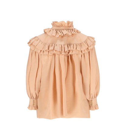 MAYFEYR - Chloè - Oversized Crêpe De Chine Ruffle Top - CH25WHT14005