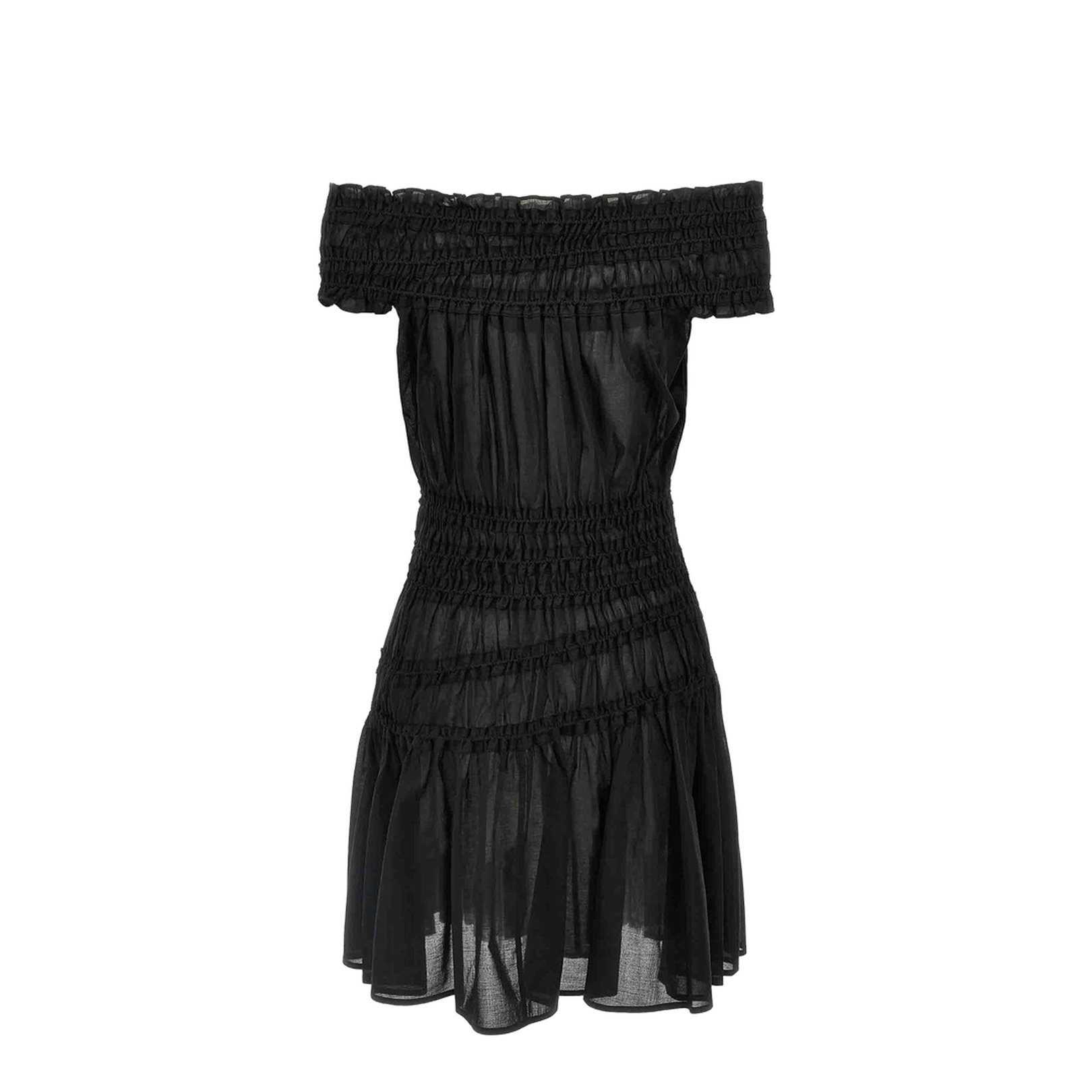 Smocked Cotton Dress In Black