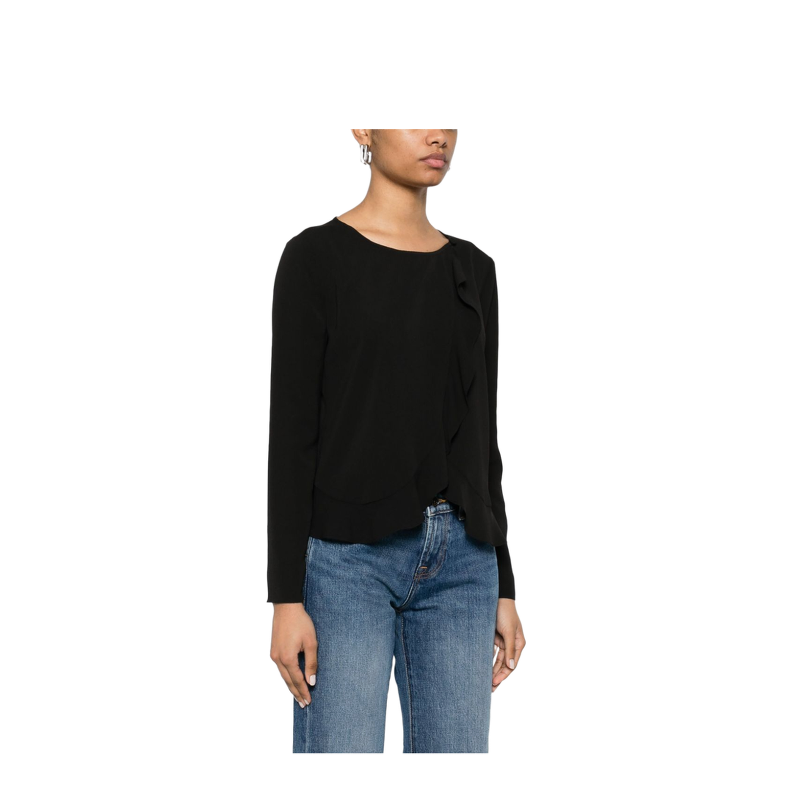Fluid Crêpe Shirt Jacket with Ruffle