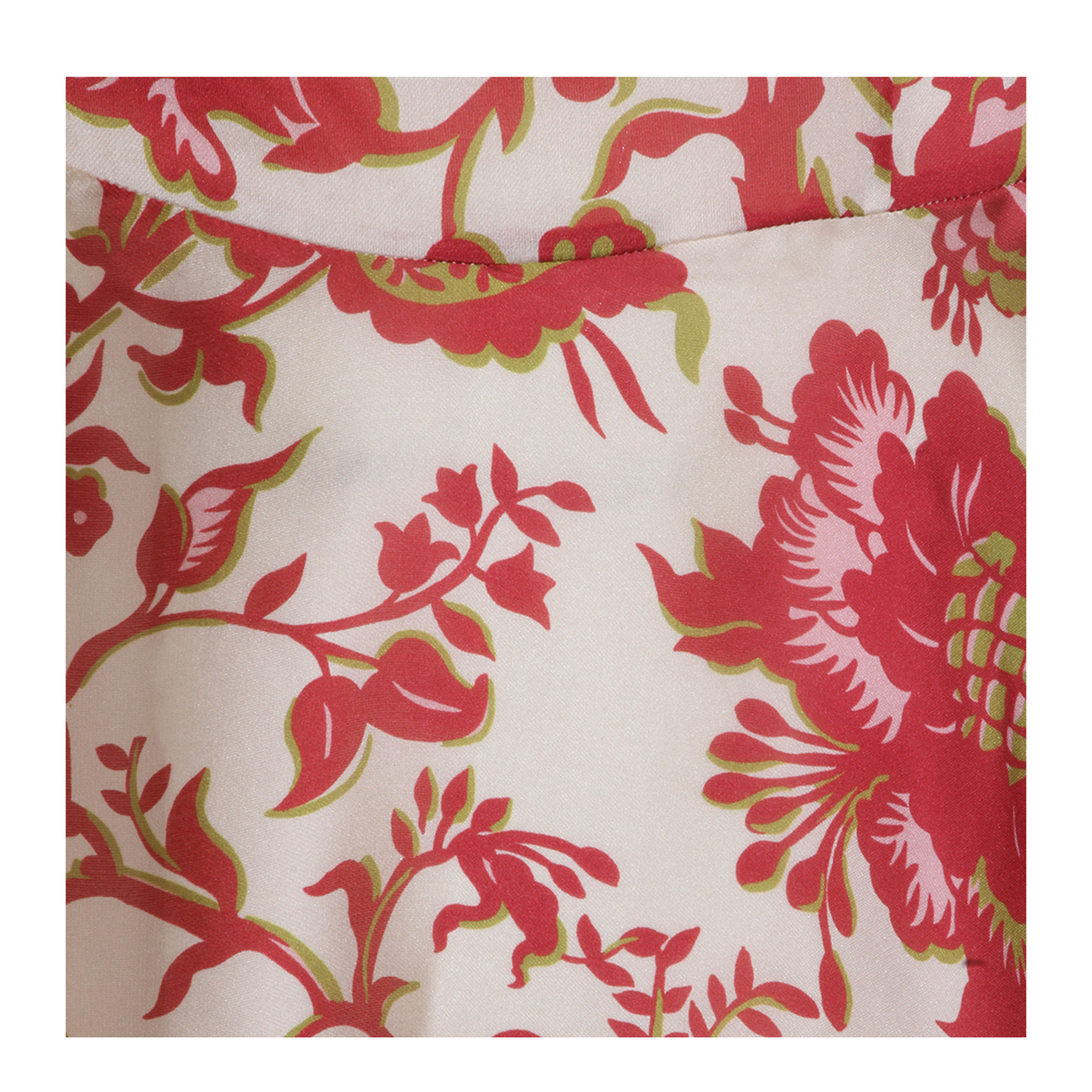 Floral Motif Silk Long Dress