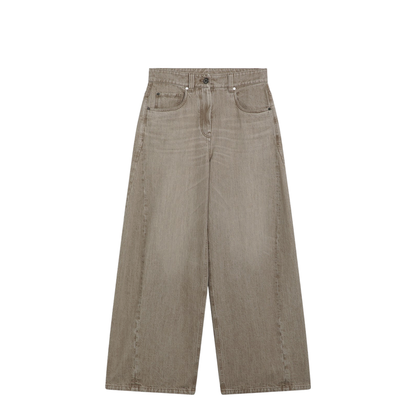 Wide-leg desert-colored jeans