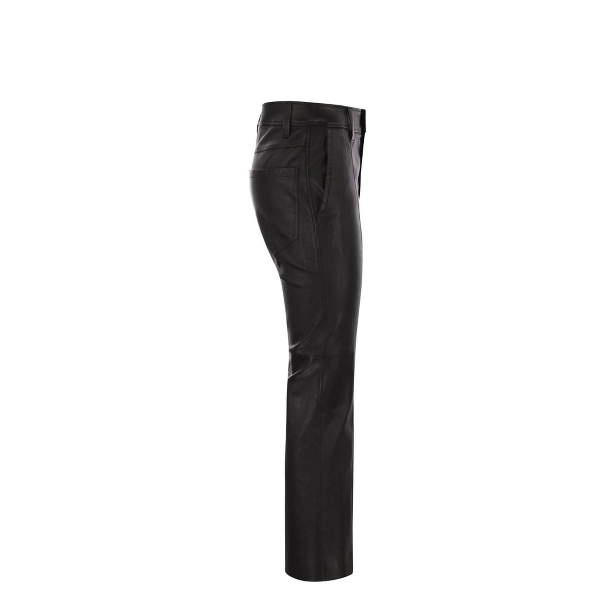 Stretch Nappa Leather Square Cigarette Trousers with Jewellery