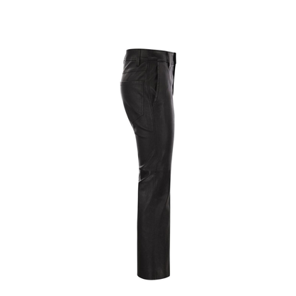 Stretch Nappa Leather Square Cigarette Trousers with Jewellery