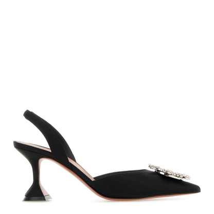 MAYFEYR - Amina Muaddi - Black Satin Pumps - BEGUMSLING70BLACK