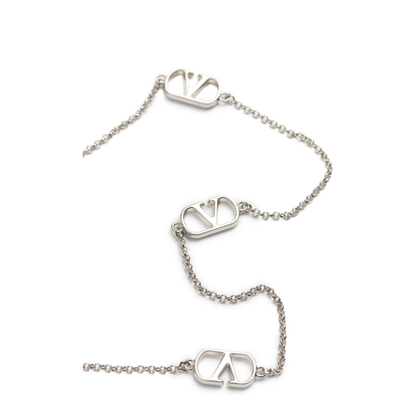 Vlogo Signature Metal Necklace With Swarovski Pearls