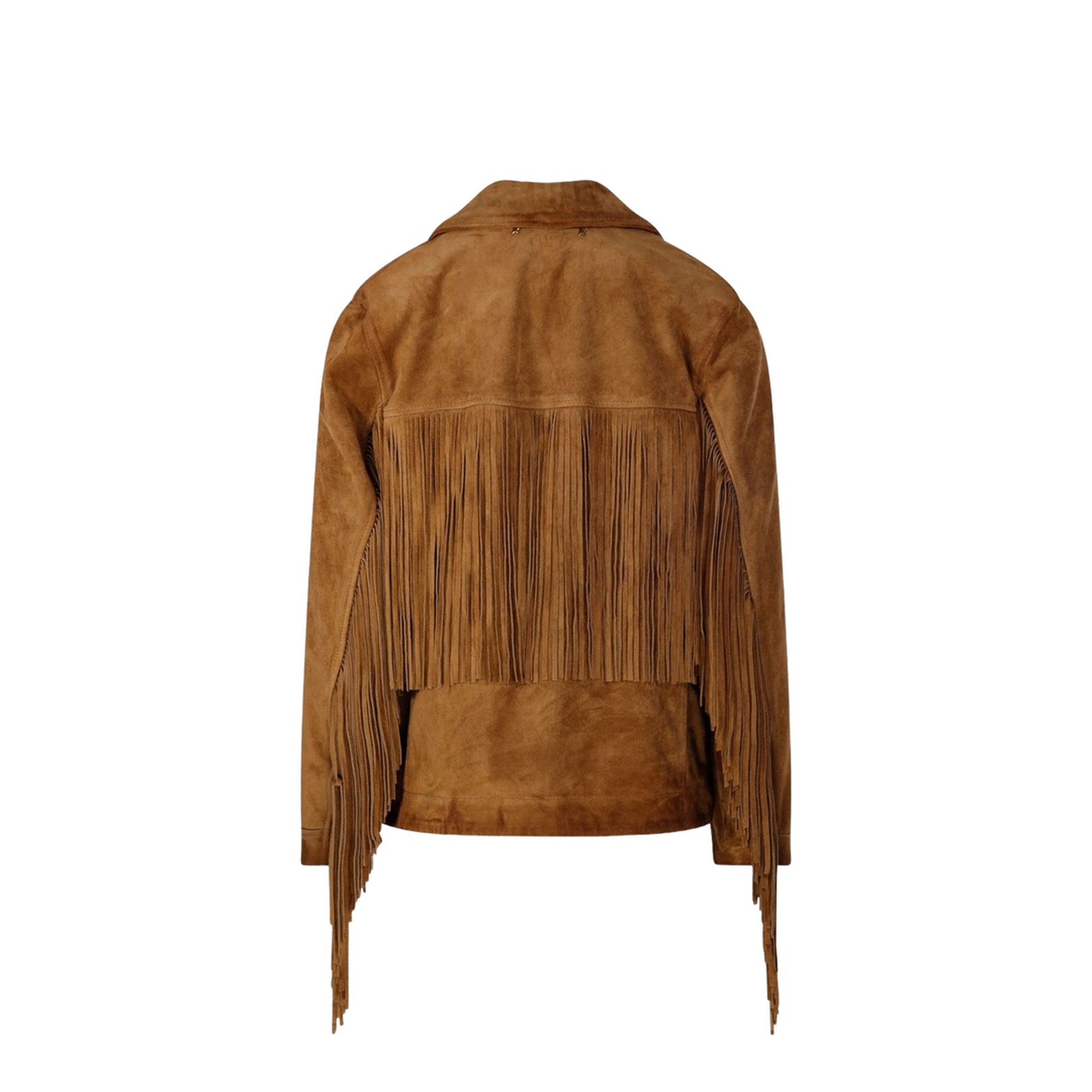 Brown Fringe Detailing Notched Collar Jacket