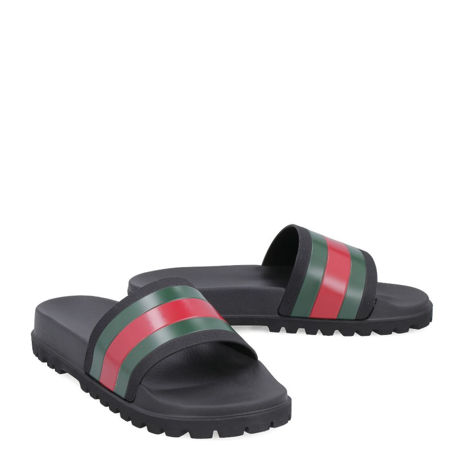 Black Rubber Web Slide Sandal
