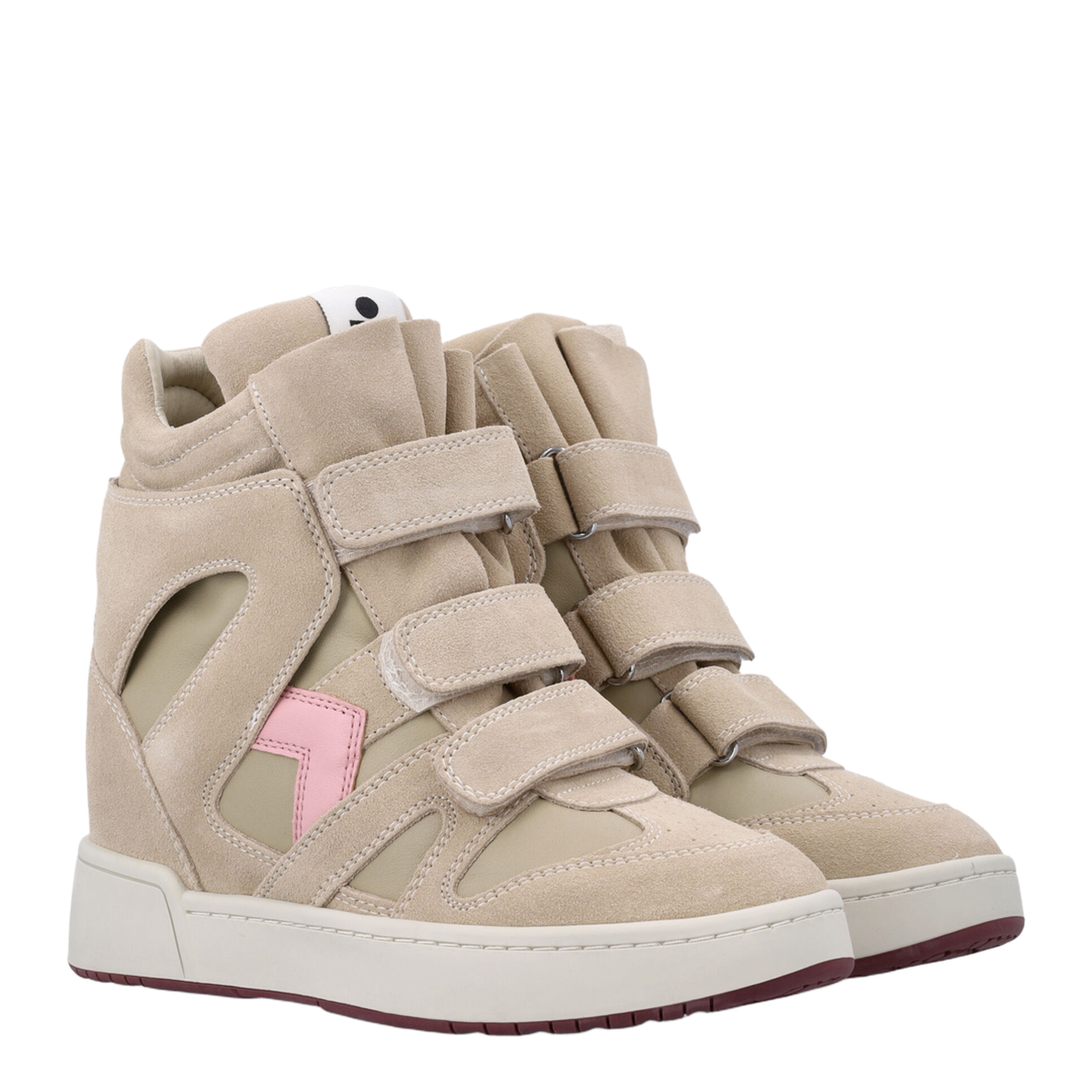 Bekett wedge sneakers in beige/pink suede