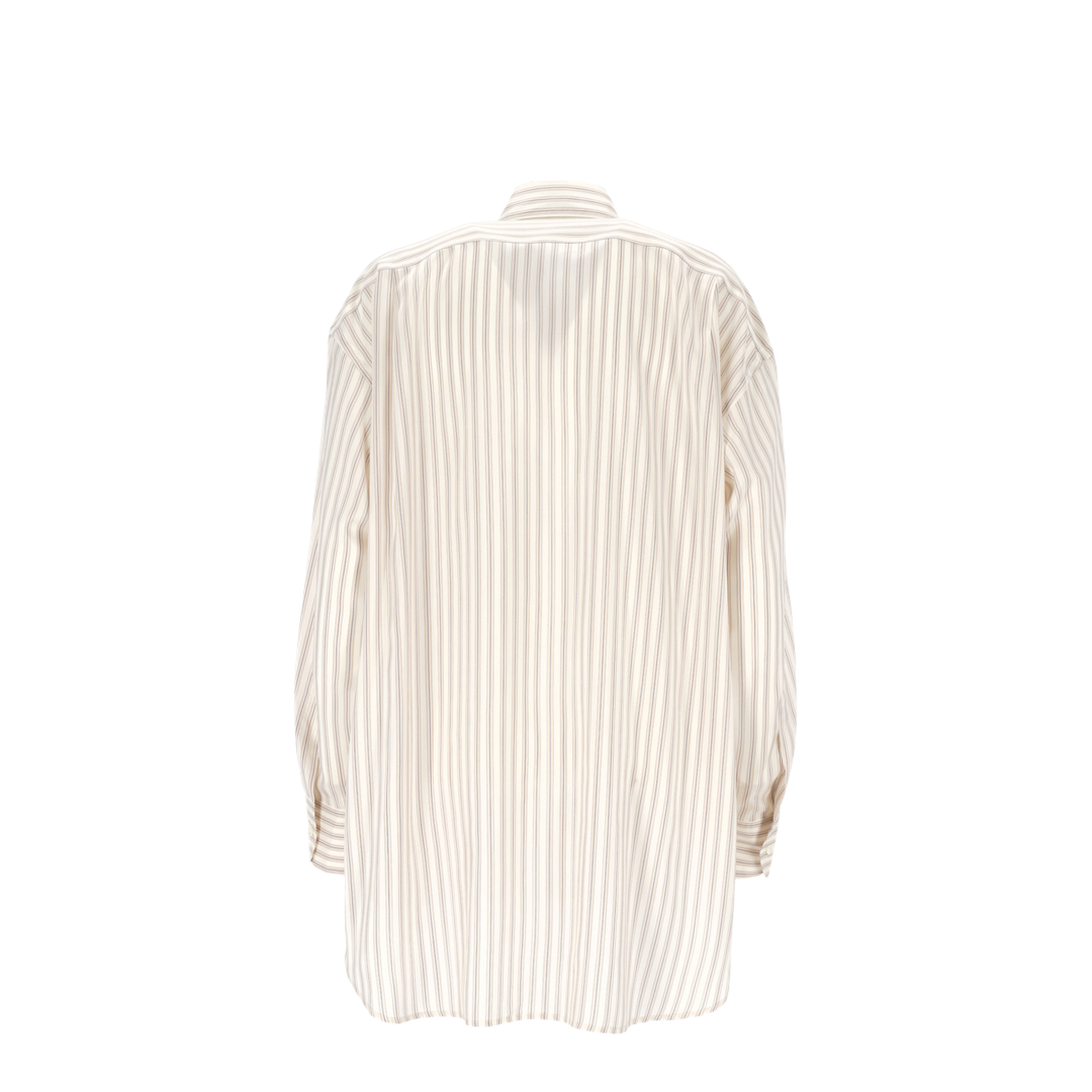 Oversized White Beige Striped Silk Shirt