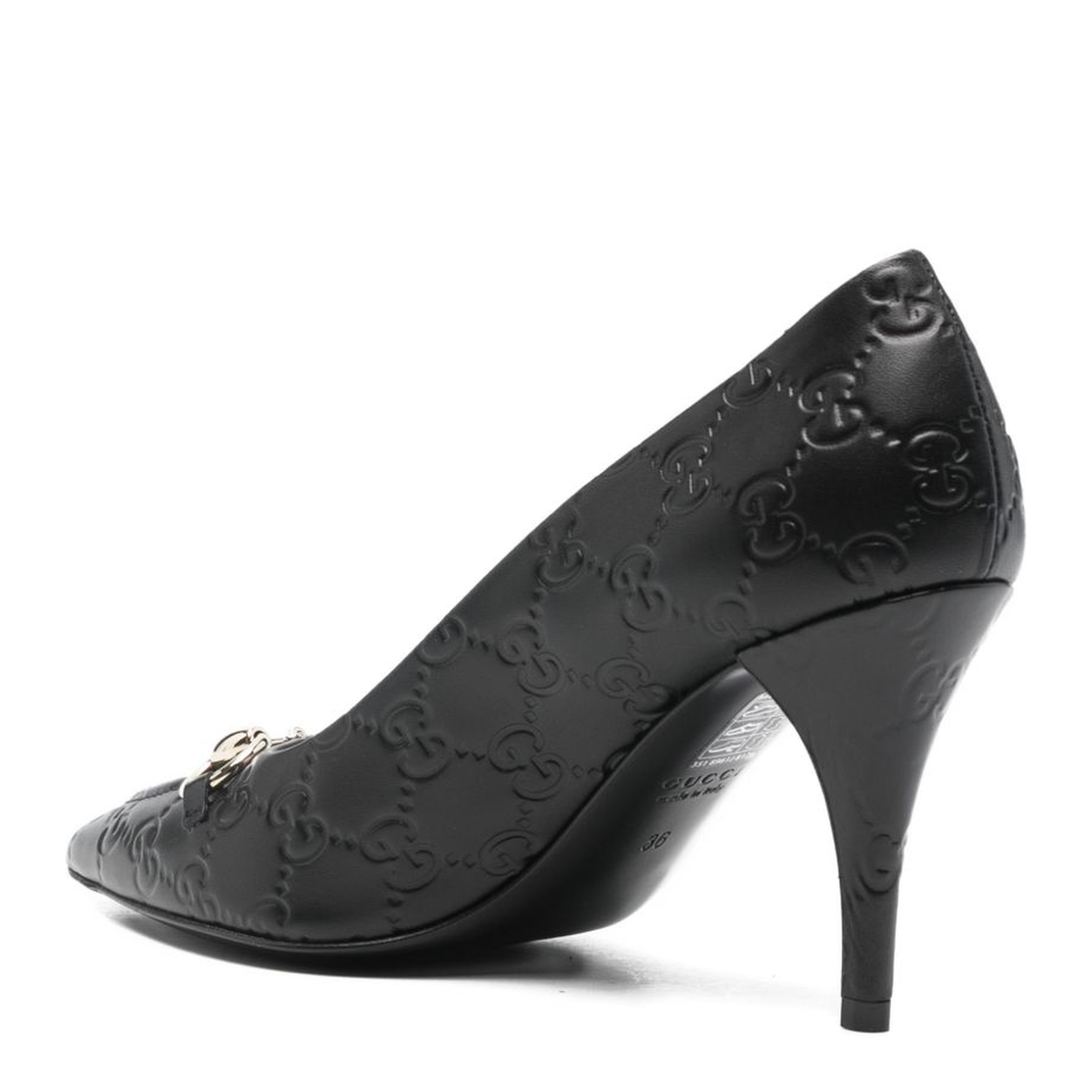 Black Leather Pumps with Horsebit
