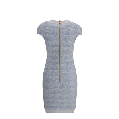 Tweed Dress Lurex Thread Light Blue