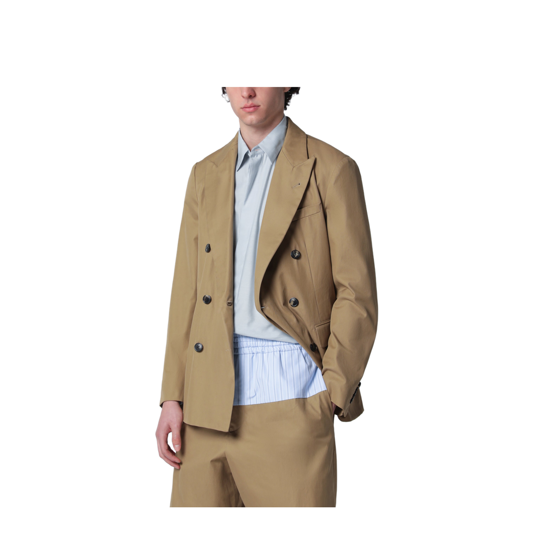 Camel Double-Breasted Jacket