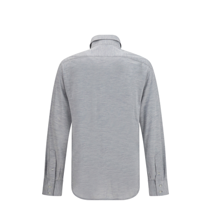 MAYFEYR - Brunello Cucinelli - Silk And Cotton Jersey Shirt With Spread Collar - MD8216686