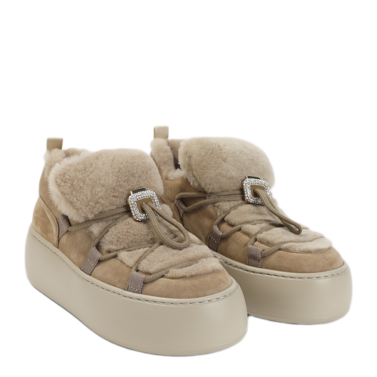 MAYFEYR - Roger Vivier - Snow Lace Up Fur - RVW73943390OYK5P87TABACCO