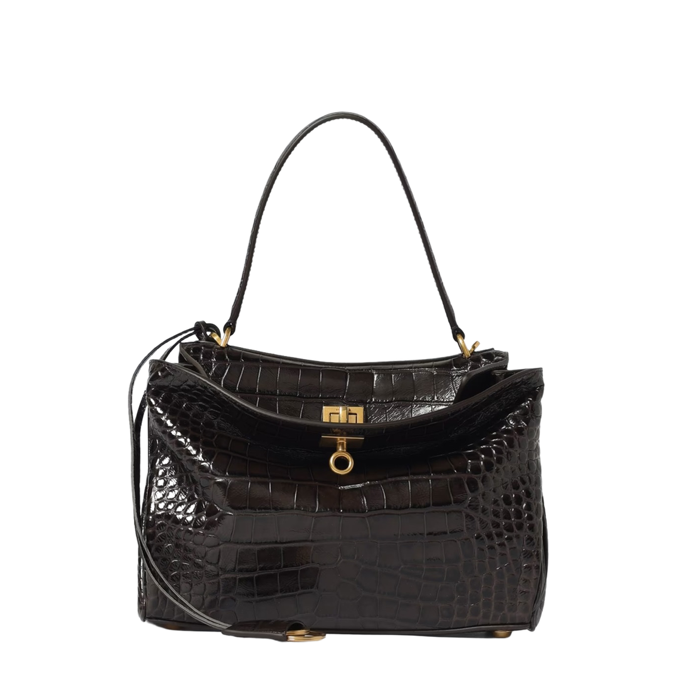Rodeo Shoulder Bag In Crocodile-print Leather
