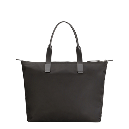 Adamo Small Nylon Smooth Calfskin Shopping Tote - Black