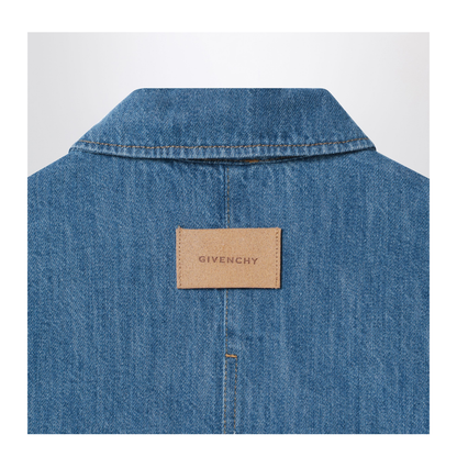 Blue Denim Shirt with Logo Embroidery