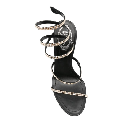 MAYFEYR - Rene Caovilla - Cleo 105 Black And Gold Sandals - C12369105RN01V227BLACKGOLDEN