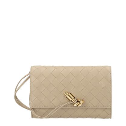Andiamo Leather Pouch On Strap - Ecru