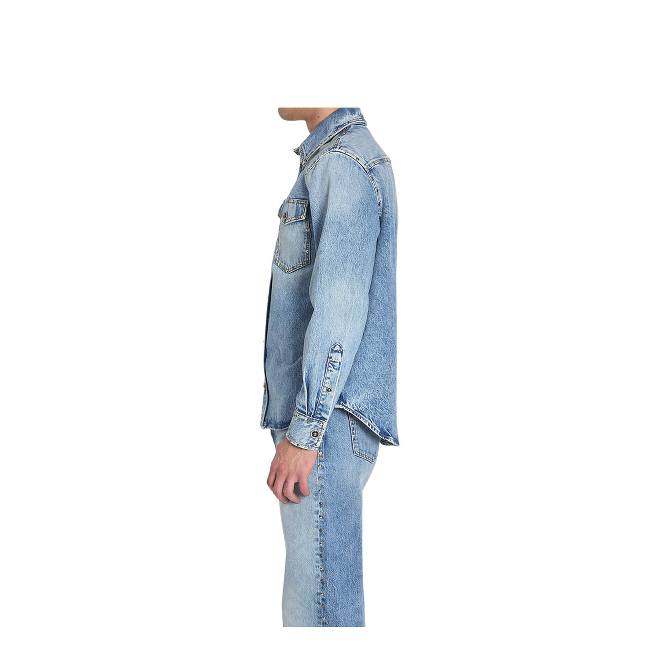 Shirt Denim Stop Denim and Studs Stone Wash Light Blue