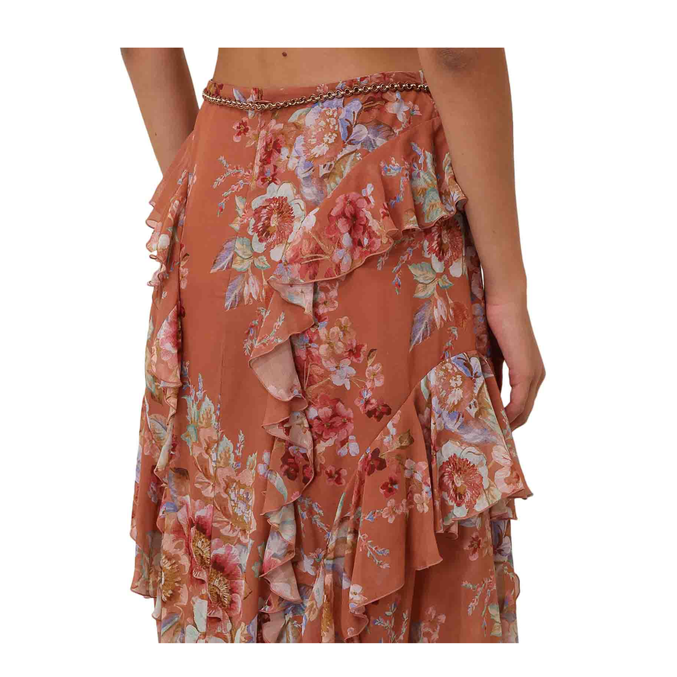 Orange Cotton Long Skirt