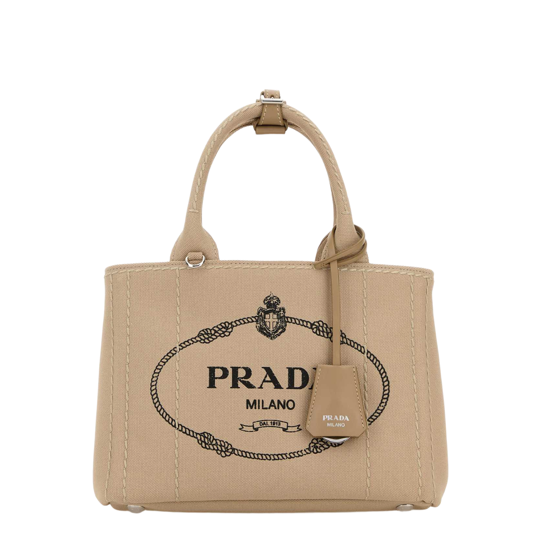 Beige Canvas Small Jardinière Handbag