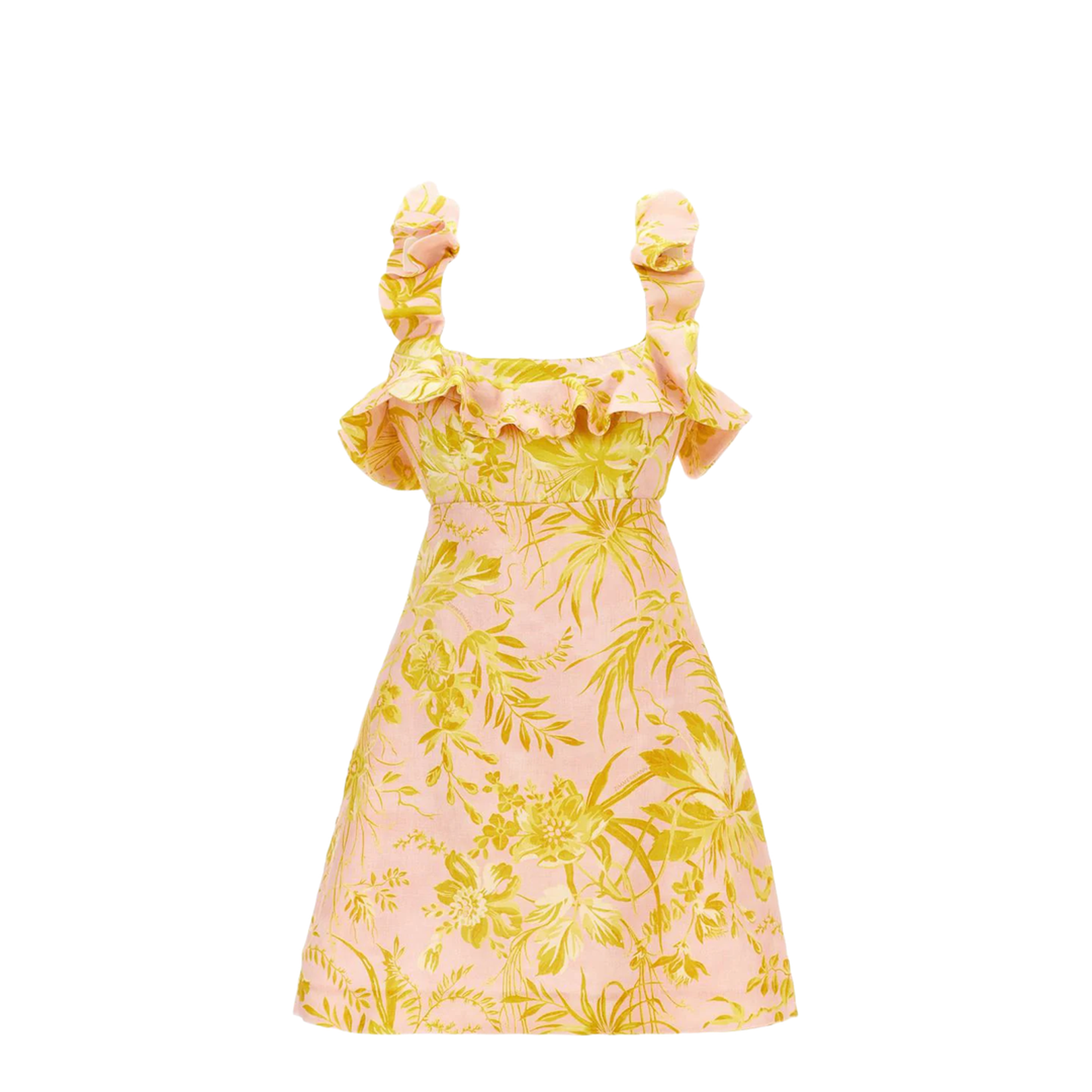 Floral Ruffle Linen Mini Dress