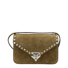 Rockstud Small Suede Shoulder Bag - Havana Beige