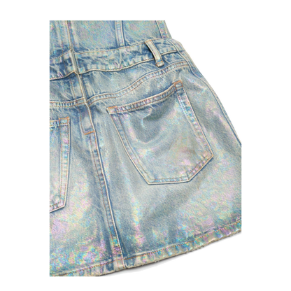 Coated Denim Dress - Mid Blue