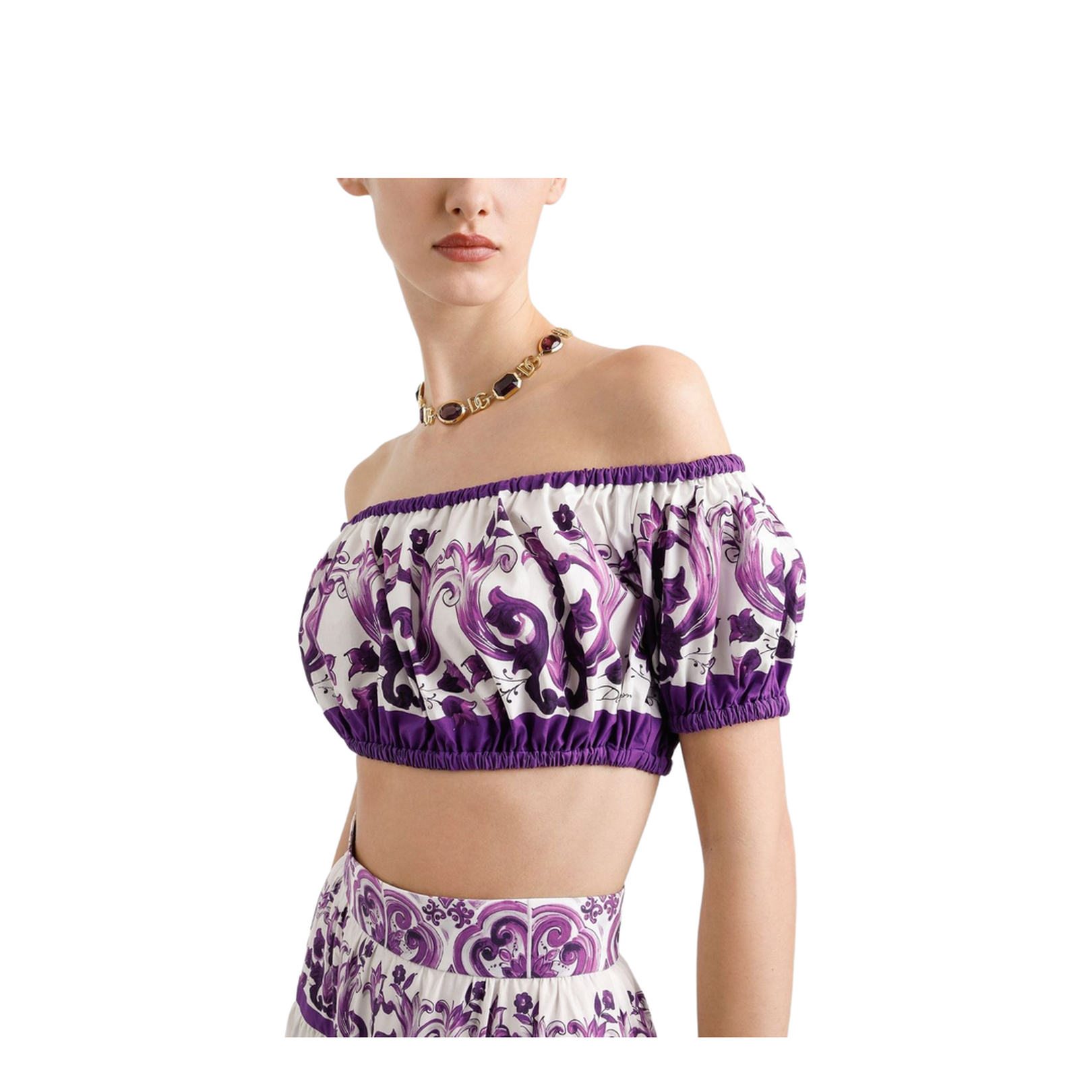 Majolica-print poplin top