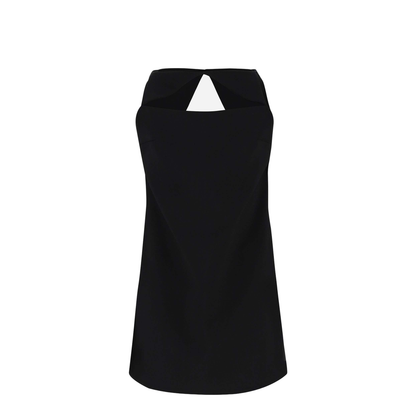 Wool Blend Straight Mini Dress With Cut-out