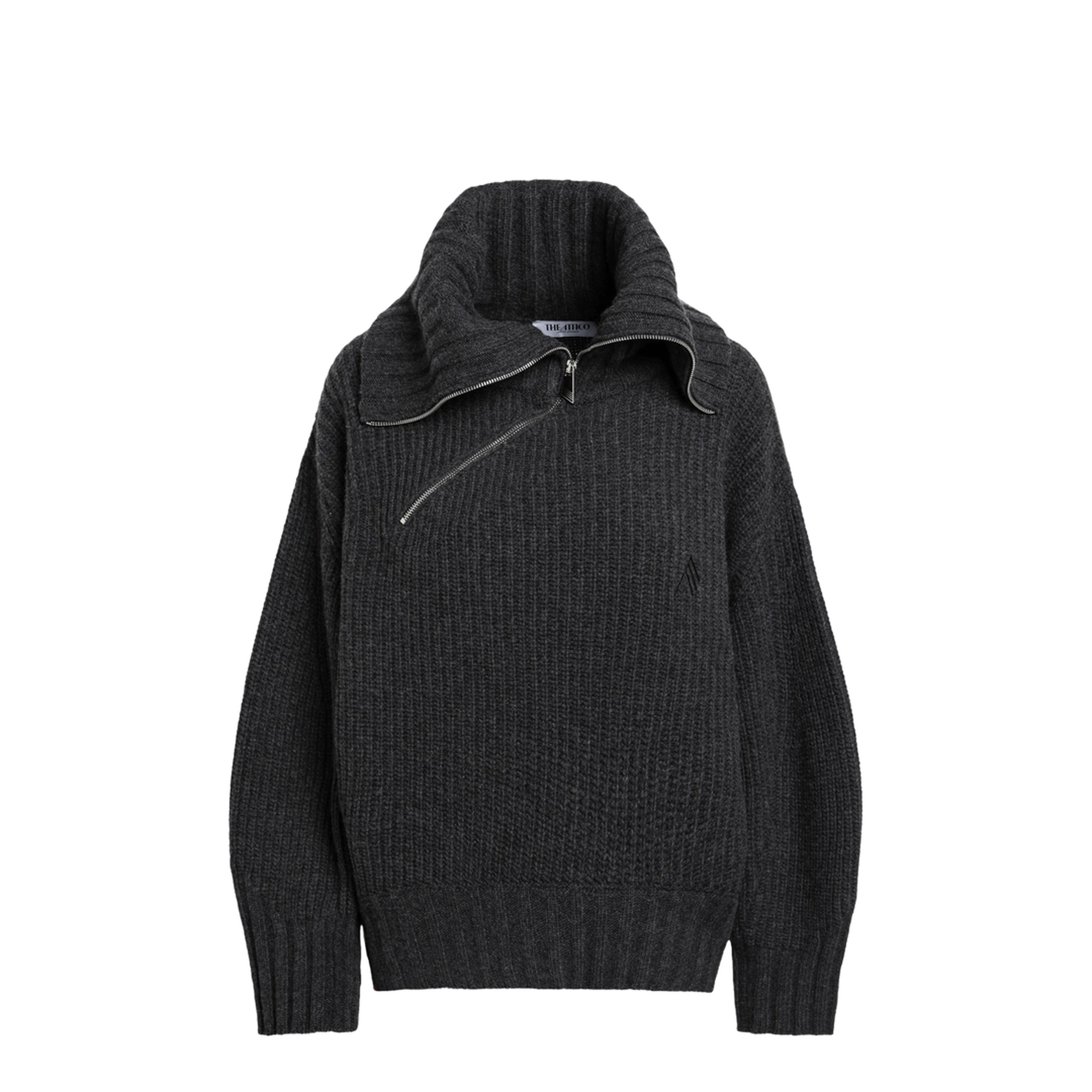 MAYFEYR - The Attico - Dark Grey Wool And Cashmere Sweater With Zip - 261WCK00134KWS011AA233