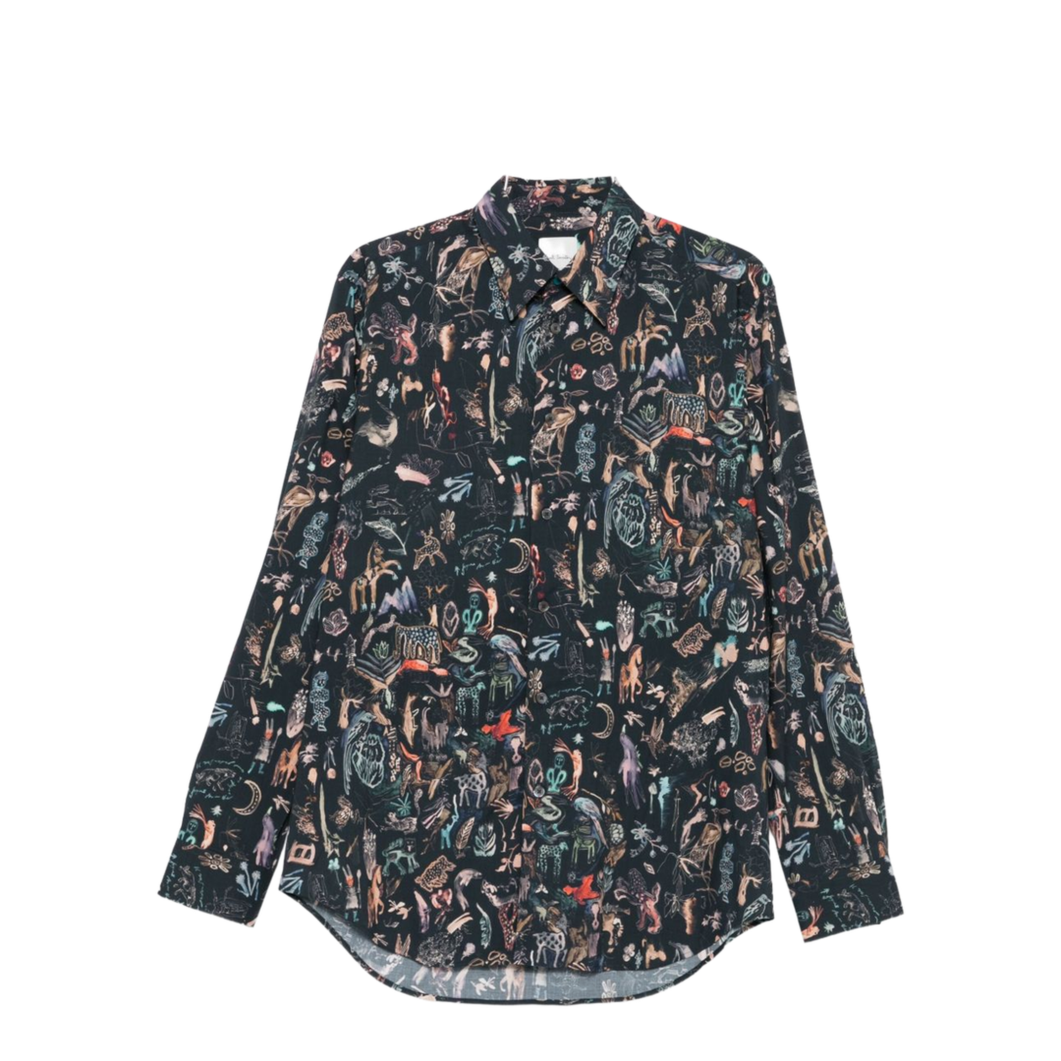 Blue Shirt Long-Sleeve Animal Print