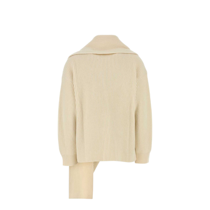 Beige Scarf-Detail Sweater