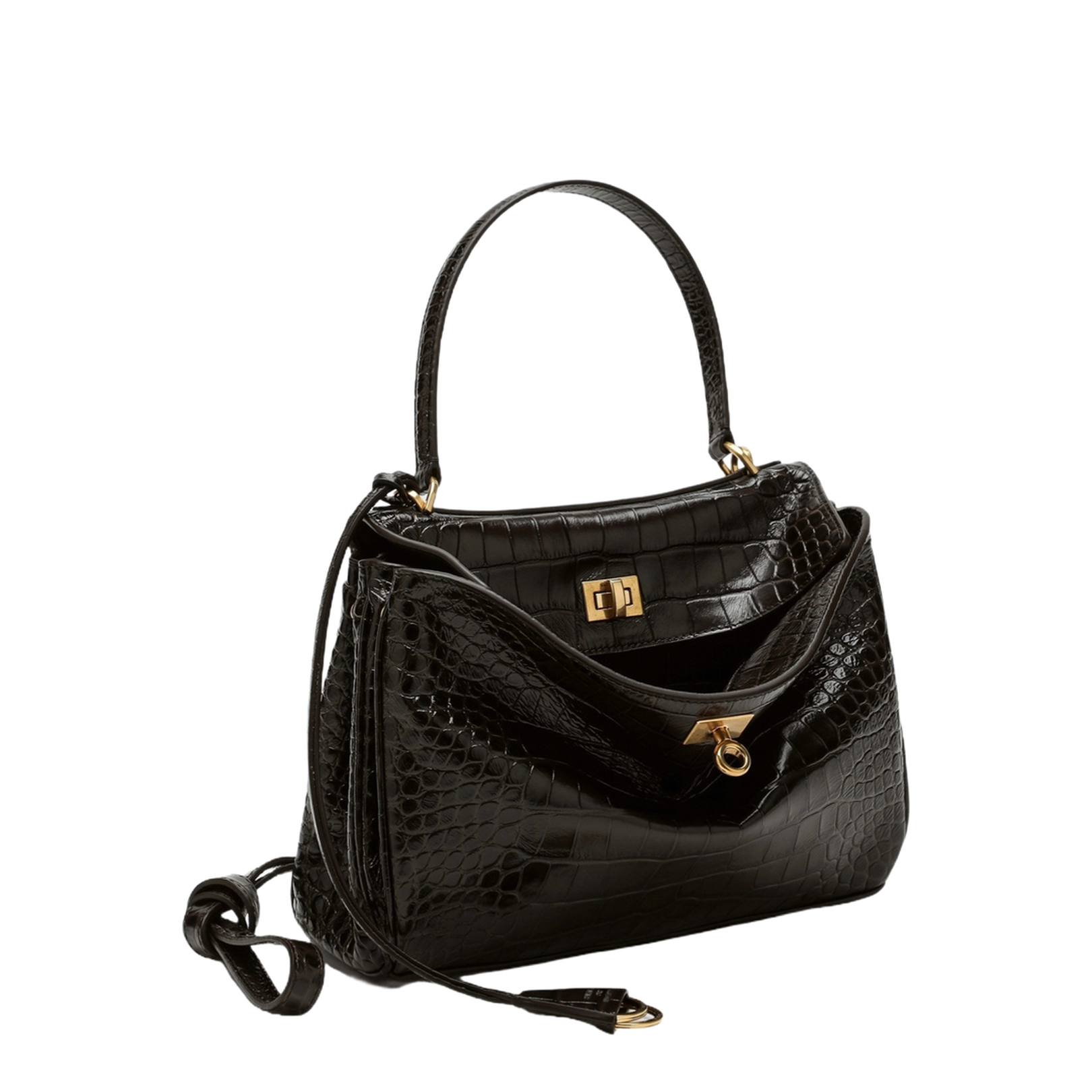 Rodeo Shoulder Bag In Crocodile-print Leather