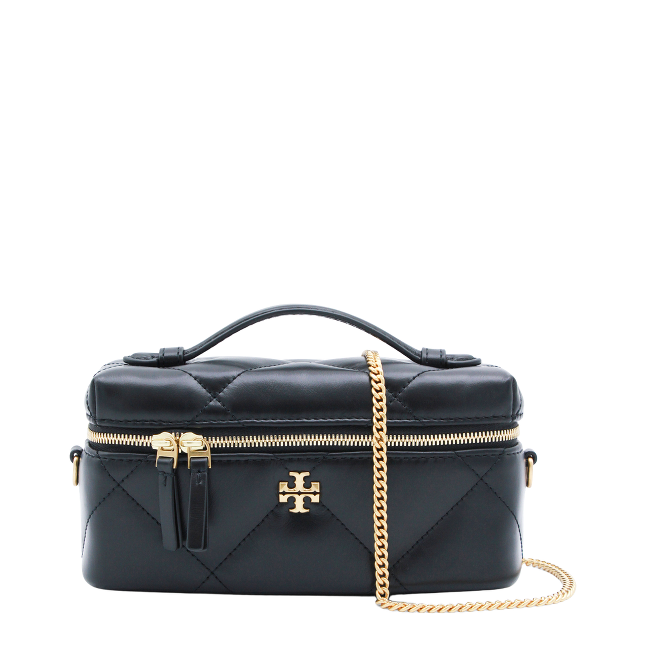 Kira Diamond Quilt Vanity Case - Black