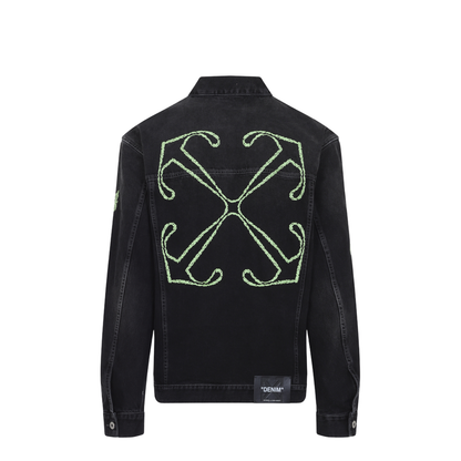 Diagonal Arr Outl Denim Skate Jacket in Black