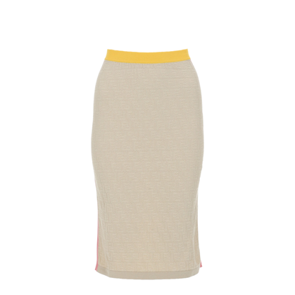 Light Beige Cotton And Silk Skirt