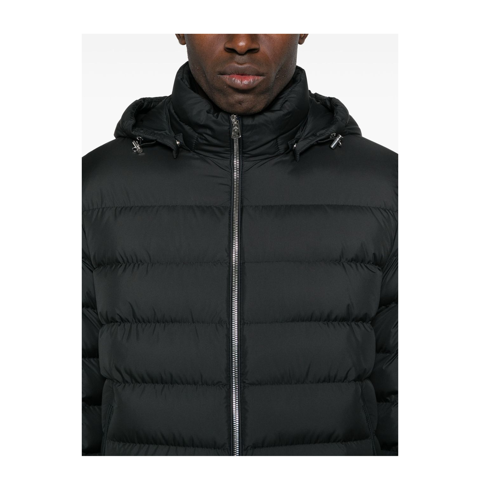Black Arneb Hooded Short Down Jacket