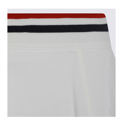 Striped-Trim A-Line Mini Skirt White