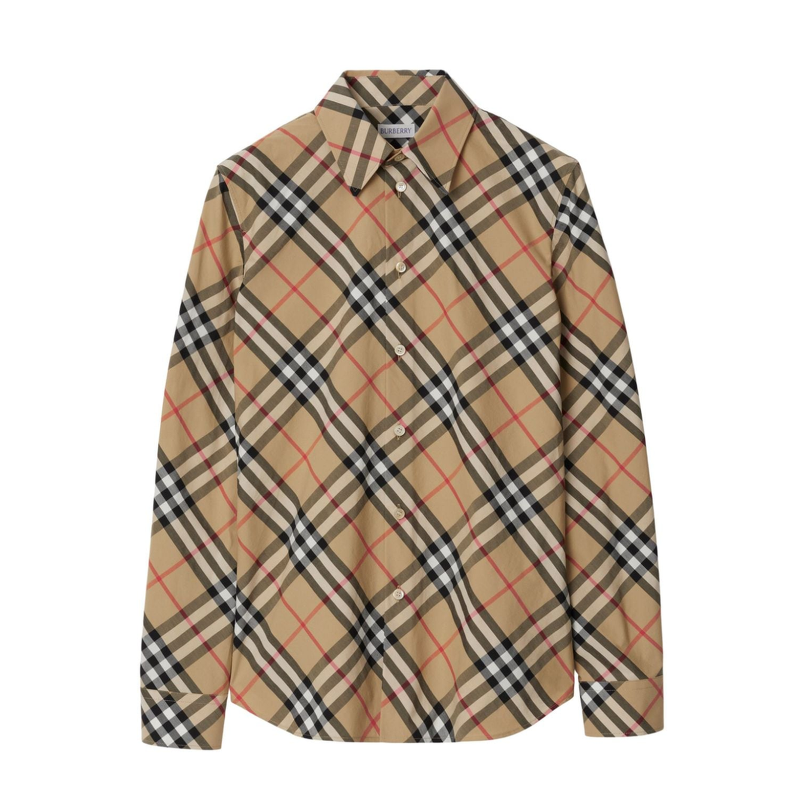 Check Cotton Shirt In Beige