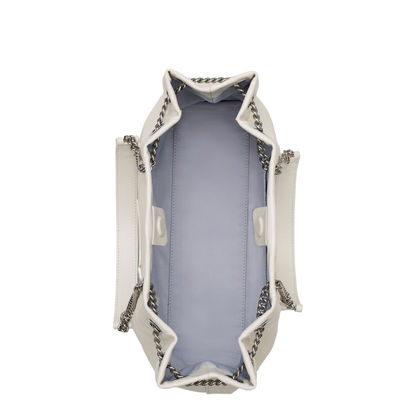 Chain Sack Shoulder Bag In White Leather