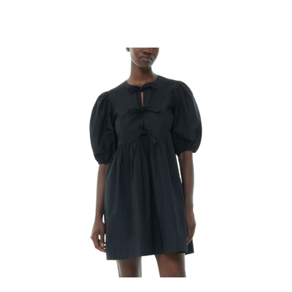 Tie String Poplin Mini Dress