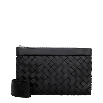 Intrecciato Leather Shoulder Bags - Black