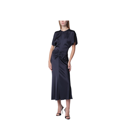 MAYFEYR - Victoria Beckham - Bela Midi Dress In Midnight Satin Crêpe - 1325WDR005227DPLMI